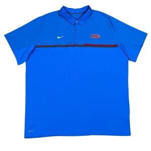 Ole Miss Mississippi Nike Men Dri-Fit Blue Performance Polo Shirt 3XL